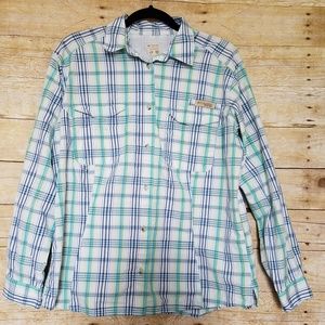 Columbia PFG Long Sleeve Plaid Button Up Size XL.